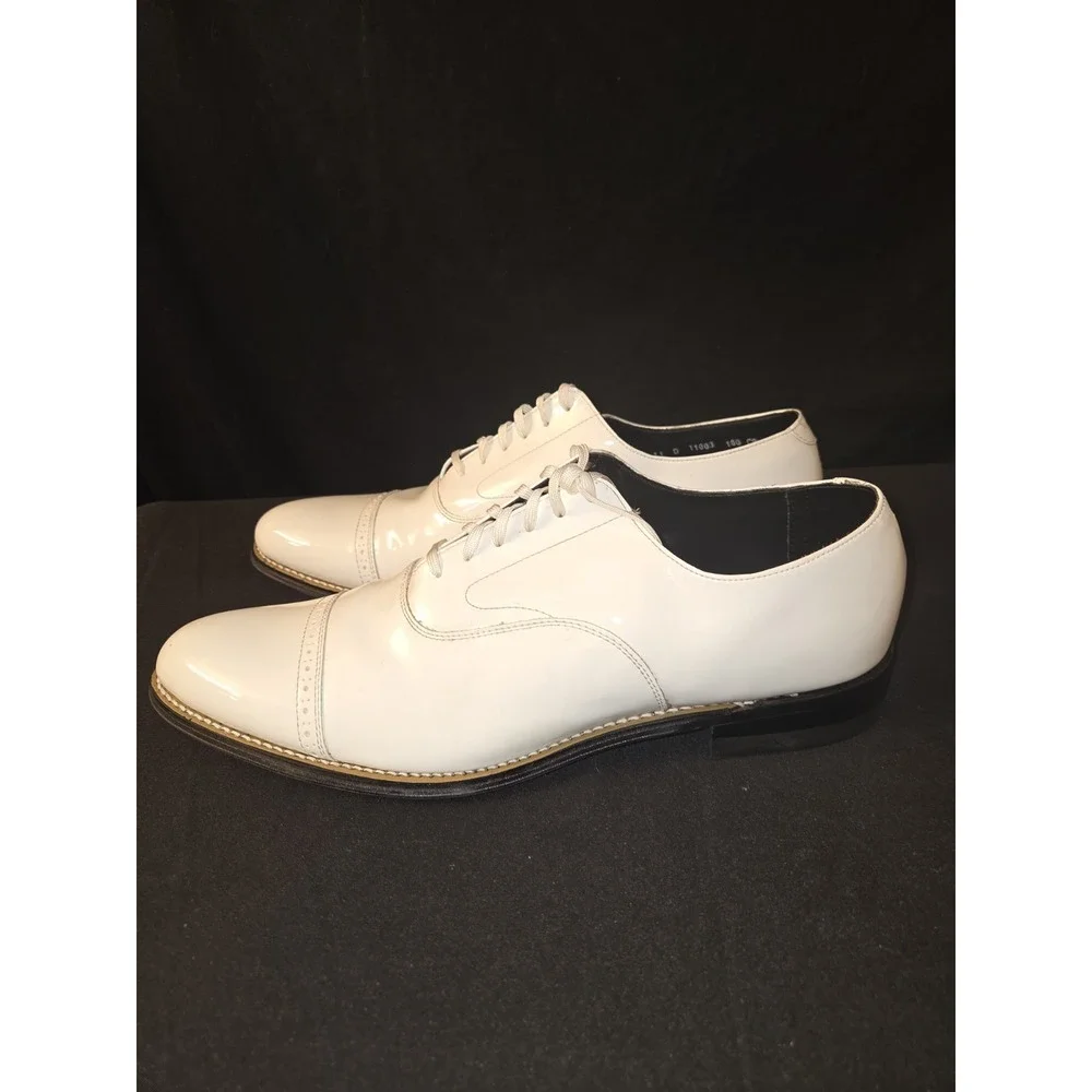 Stacy Adams Dress Classic Cap Toe Lace Shoes‎ White Madison Biscuit Men's 11D